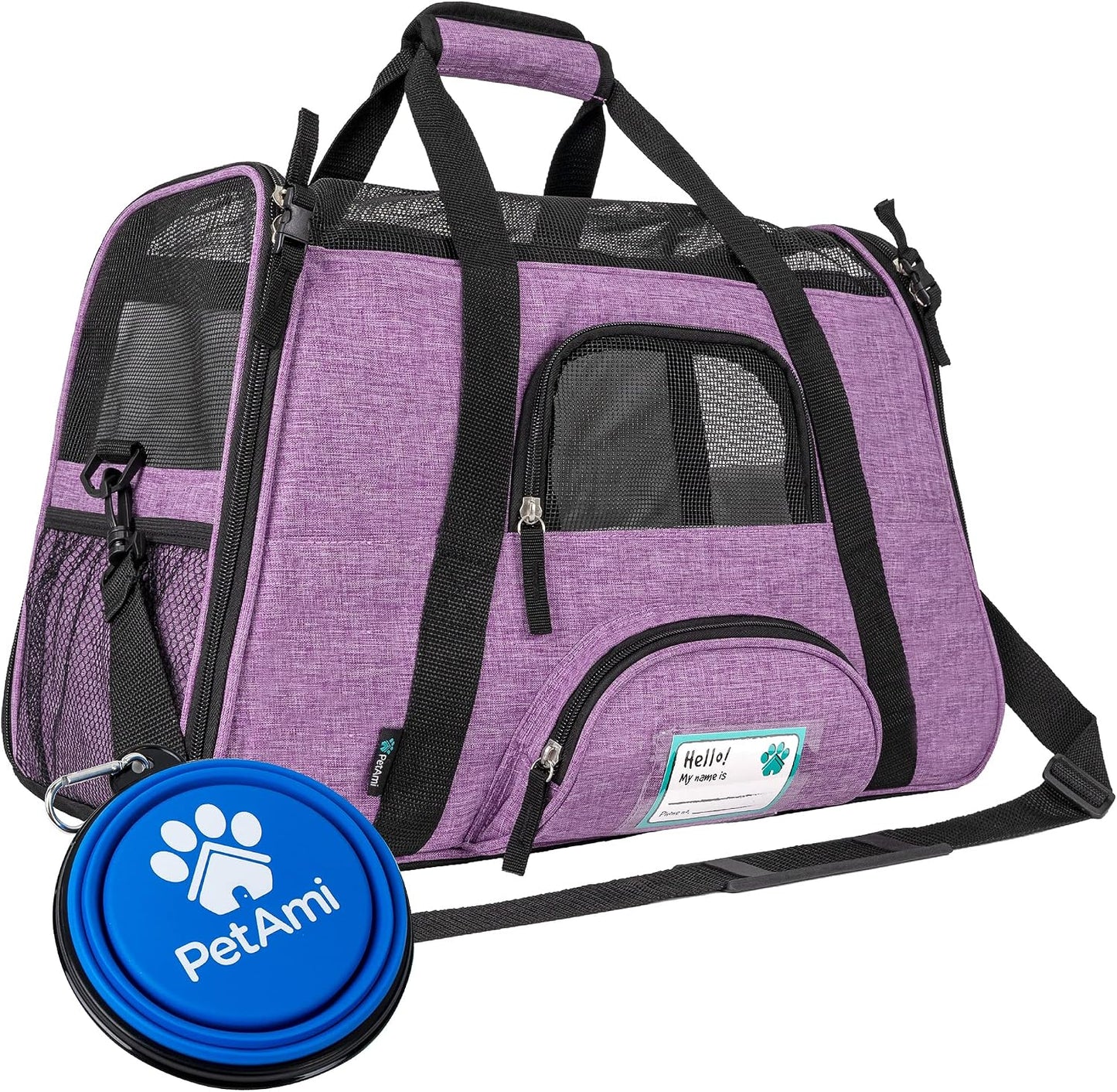 Airline Approved Pet Carrier for Cats & Small Dogs, Soft Sided TSA Travel Carrier Bag with Sherpa Bed, Breathable Mesh Ventilation, Collapsible Bowl, Up to 18 lbs, Small Heather Taupe