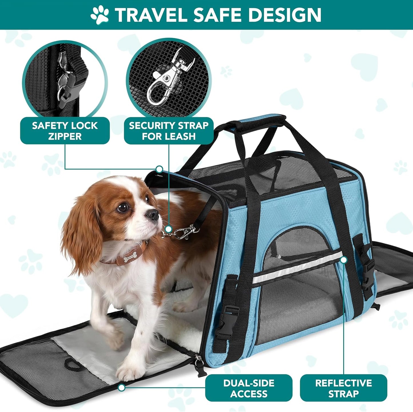 Airline Approved Pet Carrier for Cats & Small Dogs, Soft Sided TSA Travel Carrier Bag with Sherpa Bed, Breathable Mesh Ventilation, Collapsible Bowl, Up to 18 lbs, Small Heather Taupe