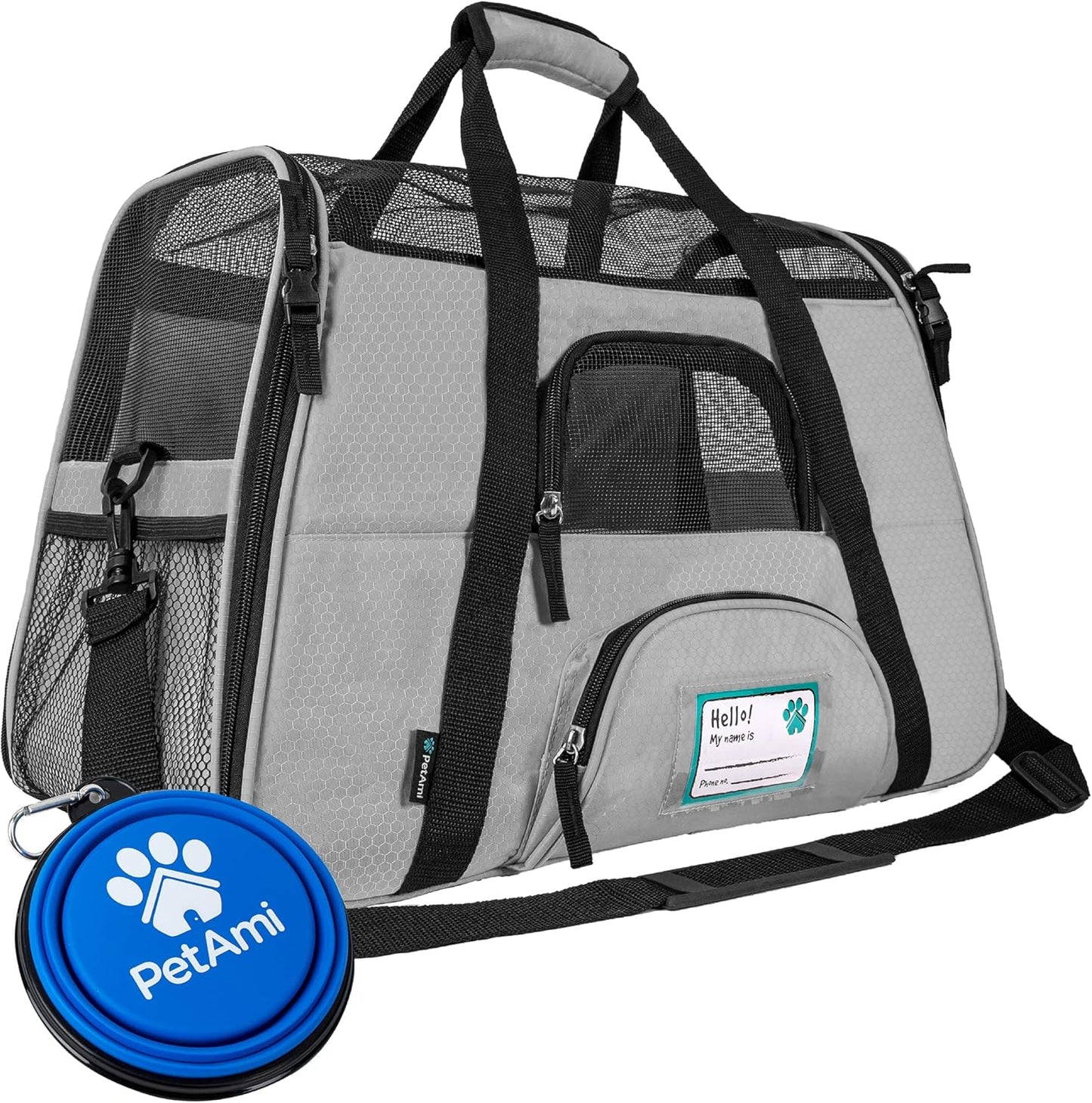Airline Approved Pet Carrier for Cats & Small Dogs, Soft Sided TSA Travel Carrier Bag with Sherpa Bed, Breathable Mesh Ventilation, Collapsible Bowl, Up to 18 lbs, Small Heather Taupe
