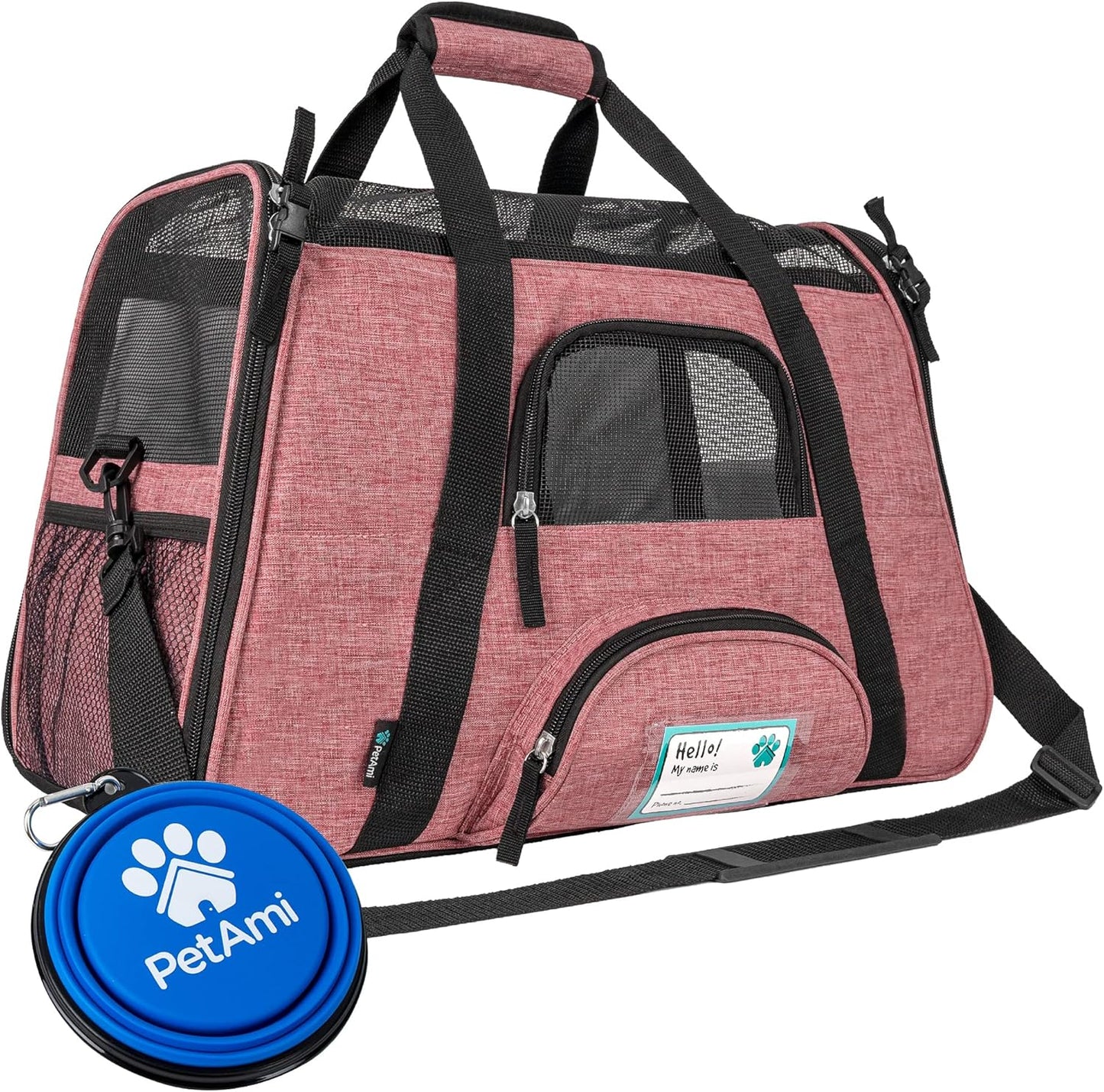 Airline Approved Pet Carrier for Cats & Small Dogs, Soft Sided TSA Travel Carrier Bag with Sherpa Bed, Breathable Mesh Ventilation, Collapsible Bowl, Up to 18 lbs, Small Heather Taupe