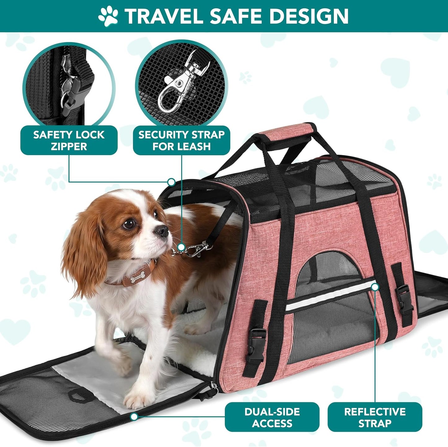 Airline Approved Pet Carrier for Cats & Small Dogs, Soft Sided TSA Travel Carrier Bag with Sherpa Bed, Breathable Mesh Ventilation, Collapsible Bowl, Up to 18 lbs, Small Heather Taupe