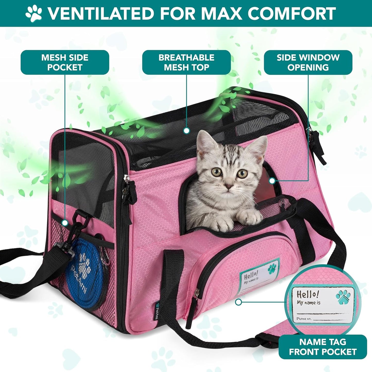 Airline Approved Pet Carrier for Cats & Small Dogs, Soft Sided TSA Travel Carrier Bag with Sherpa Bed, Breathable Mesh Ventilation, Collapsible Bowl, Up to 18 lbs, Small Heather Taupe