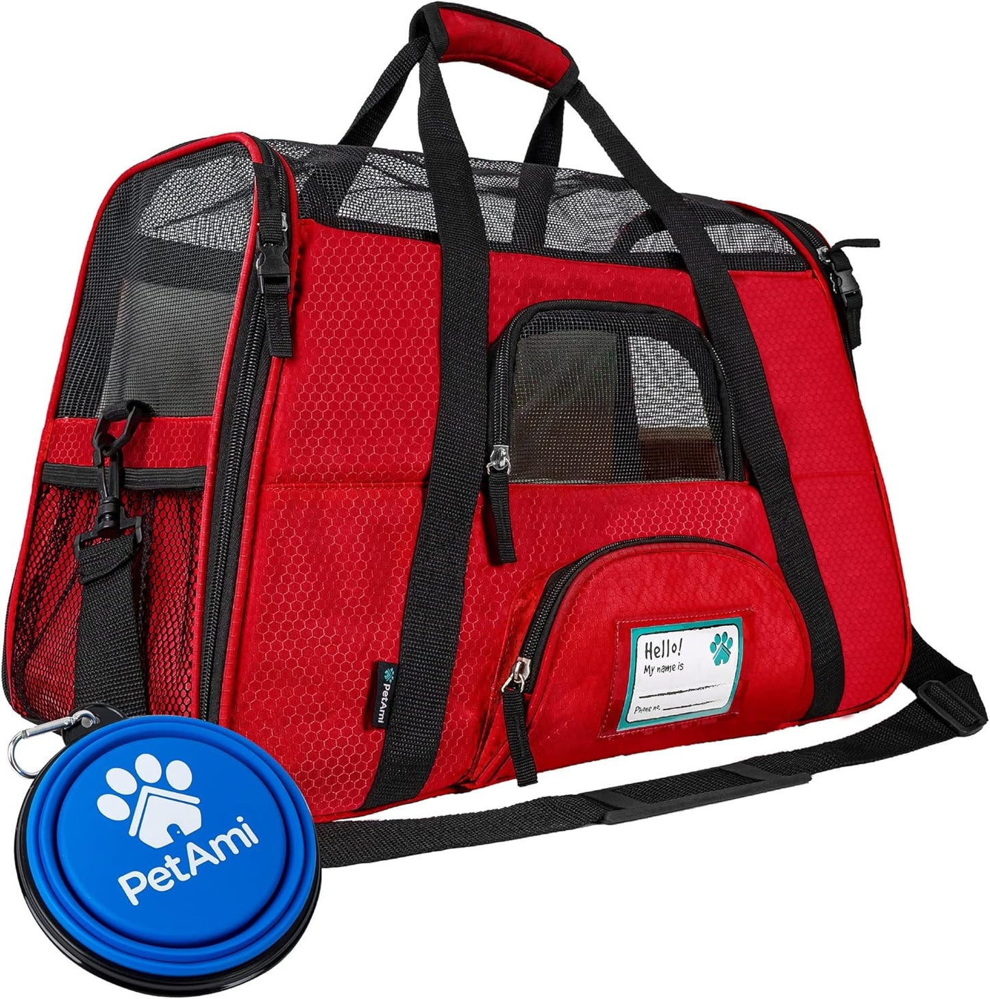 Airline Approved Pet Carrier for Cats & Small Dogs, Soft Sided TSA Travel Carrier Bag with Sherpa Bed, Breathable Mesh Ventilation, Collapsible Bowl, Up to 18 lbs, Small Heather Taupe