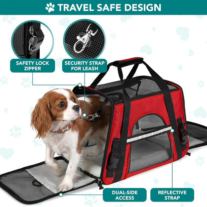 Airline Approved Pet Carrier for Cats & Small Dogs, Soft Sided TSA Travel Carrier Bag with Sherpa Bed, Breathable Mesh Ventilation, Collapsible Bowl, Up to 18 lbs, Small Heather Taupe
