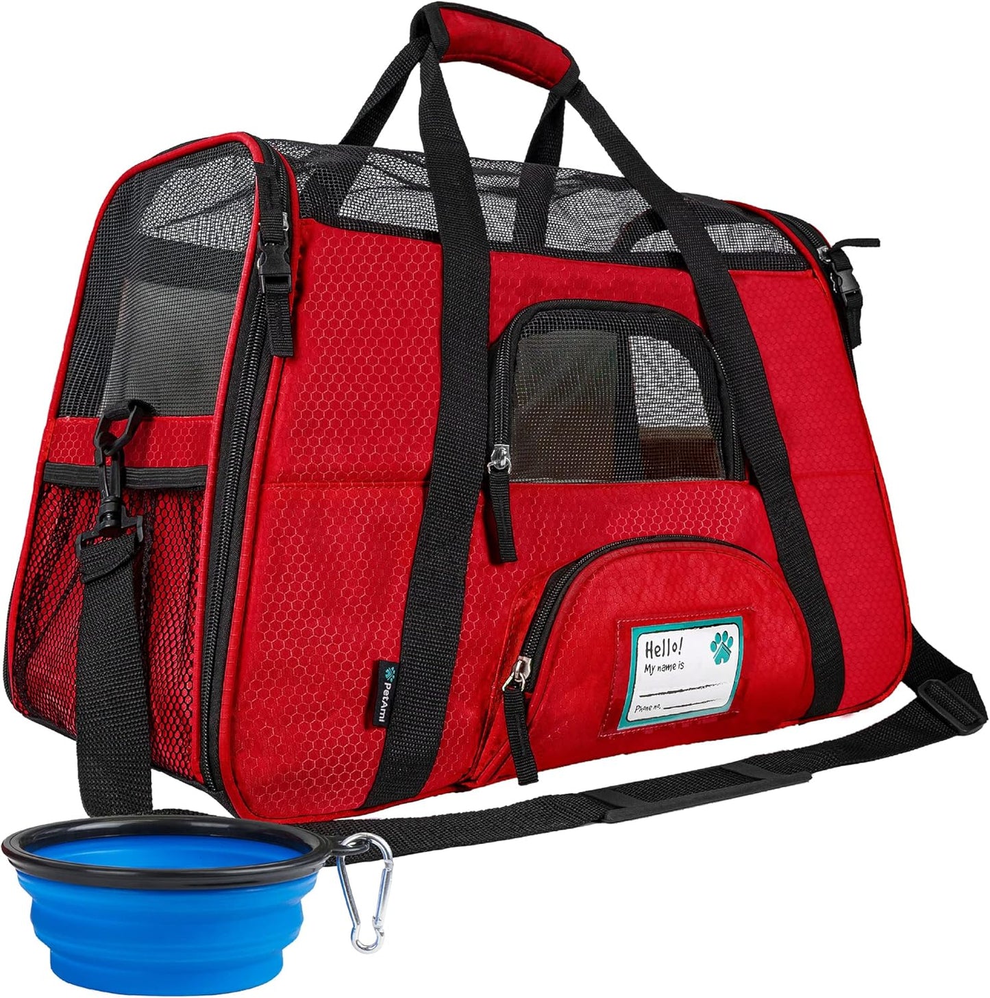 Airline Approved Pet Carrier for Cats & Small Dogs, Soft Sided TSA Travel Carrier Bag with Sherpa Bed, Breathable Mesh Ventilation, Collapsible Bowl, Up to 18 lbs, Small Heather Taupe