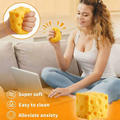 Yellow Cheeses Squeeze Toy, Easter Basket Stuffers for Kids Teens, Soft Simulation Food Squeeze Toy, Cute Desk Decor, Birthday Gift for Girls Boys, Office Classroom Fidget Pack