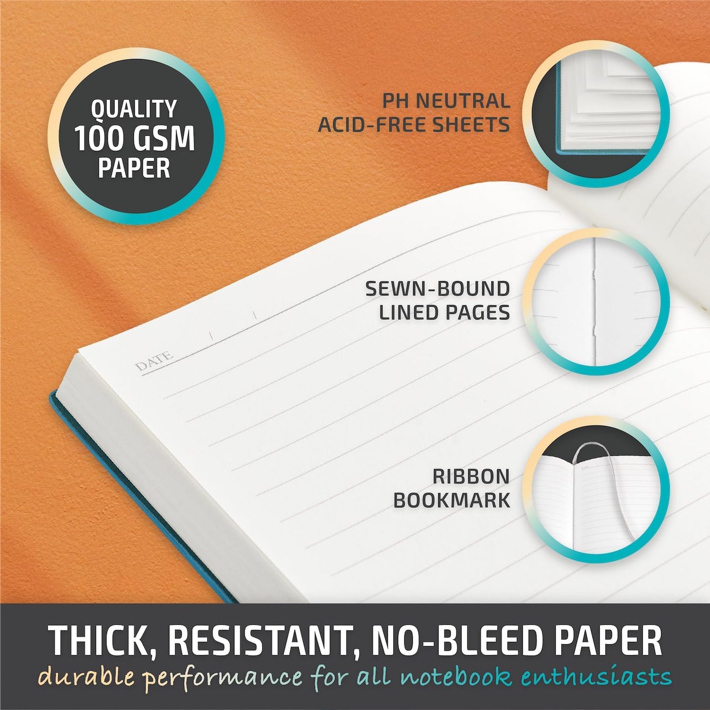 A5 Notebook Soft Cover Journal Lined, Medium Softcover Notebook Vegan Leather Journals for Men Women Writing, Ruled Thick Paper Flexible Junk Diary 256 Pages 2-Pack (Light Yellow)