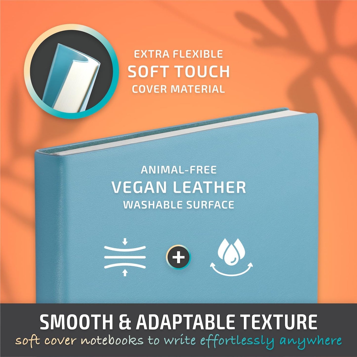 A5 Notebook Soft Cover Journal Lined, Medium Softcover Notebook Vegan Leather Journals for Men Women Writing, Ruled Thick Paper Flexible Junk Diary 256 Pages 2-Pack (Light Yellow)