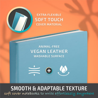 A5 Notebook Soft Cover Journal Lined, Medium Softcover Notebook Vegan Leather Journals for Men Women Writing, Ruled Thick Paper Flexible Junk Diary 256 Pages 2-Pack (Light Yellow)