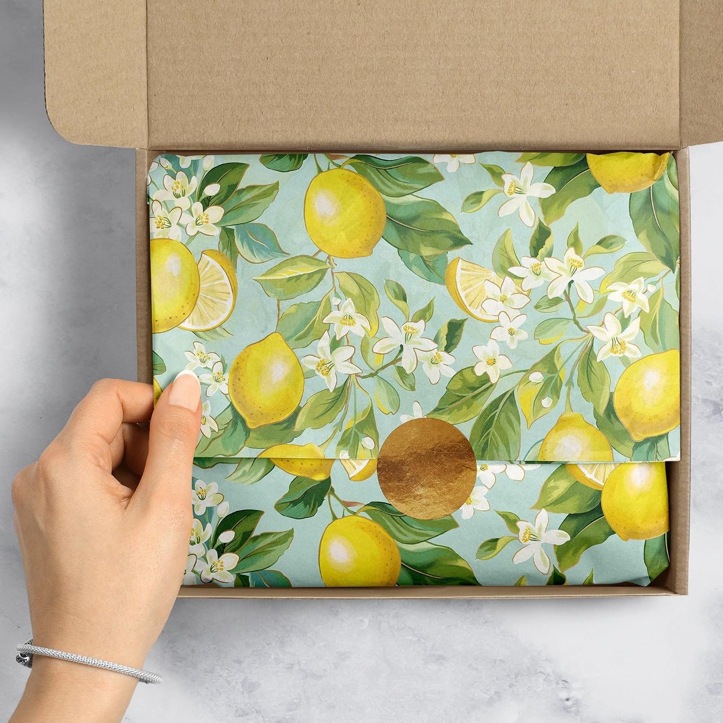 20" x 30" Printed Gift Tissue, Lemon Tree (24 Folded Sheets)