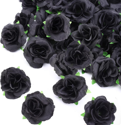 50pcs Mini Yellow Roses Artificial Flowers, 1.6" Silk Fake Roses | Small Faux Rose Buds Flower Heads for Decoration, Crafts, Cake Decor, Centerpieces, Home Decor