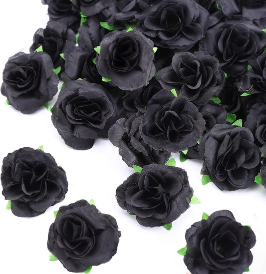 50pcs Mini Yellow Roses Artificial Flowers, 1.6" Silk Fake Roses | Small Faux Rose Buds Flower Heads for Decoration, Crafts, Cake Decor, Centerpieces, Home Decor