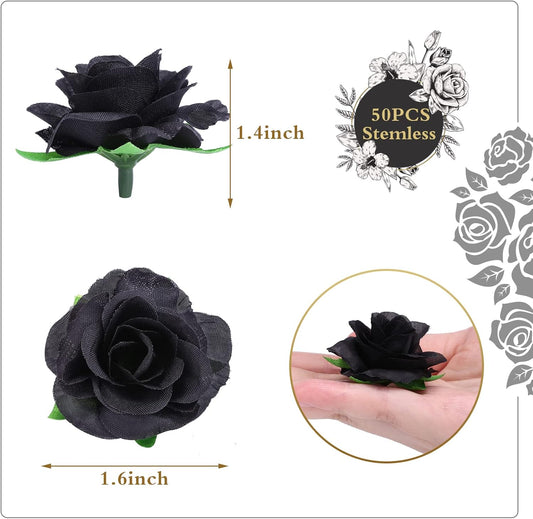 50pcs Mini Yellow Roses Artificial Flowers, 1.6" Silk Fake Roses | Small Faux Rose Buds Flower Heads for Decoration, Crafts, Cake Decor, Centerpieces, Home Decor