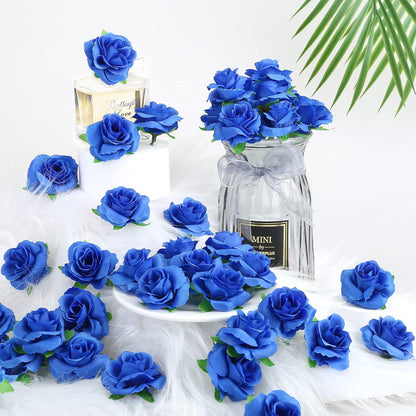 50pcs Mini Yellow Roses Artificial Flowers, 1.6" Silk Fake Roses | Small Faux Rose Buds Flower Heads for Decoration, Crafts, Cake Decor, Centerpieces, Home Decor