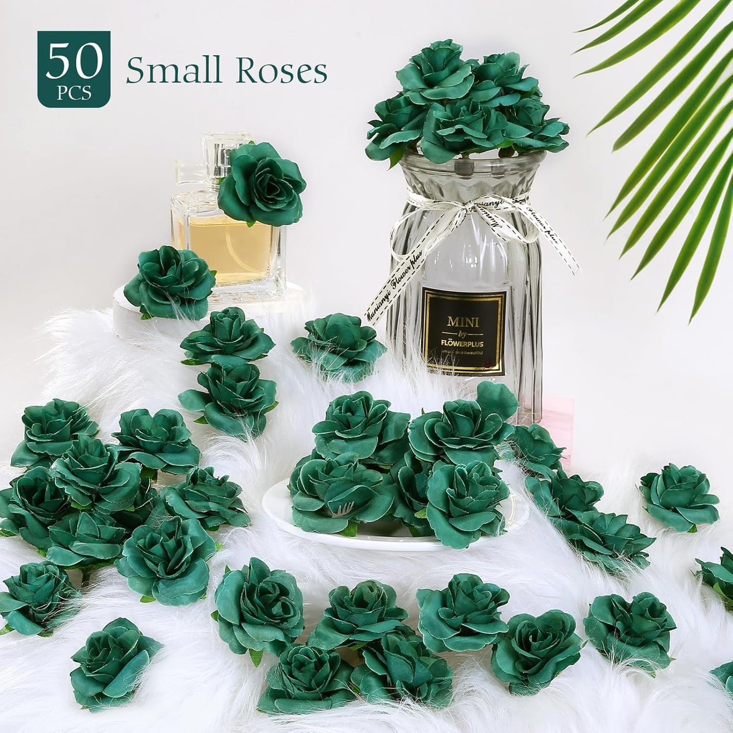 50pcs Mini Yellow Roses Artificial Flowers, 1.6" Silk Fake Roses | Small Faux Rose Buds Flower Heads for Decoration, Crafts, Cake Decor, Centerpieces, Home Decor