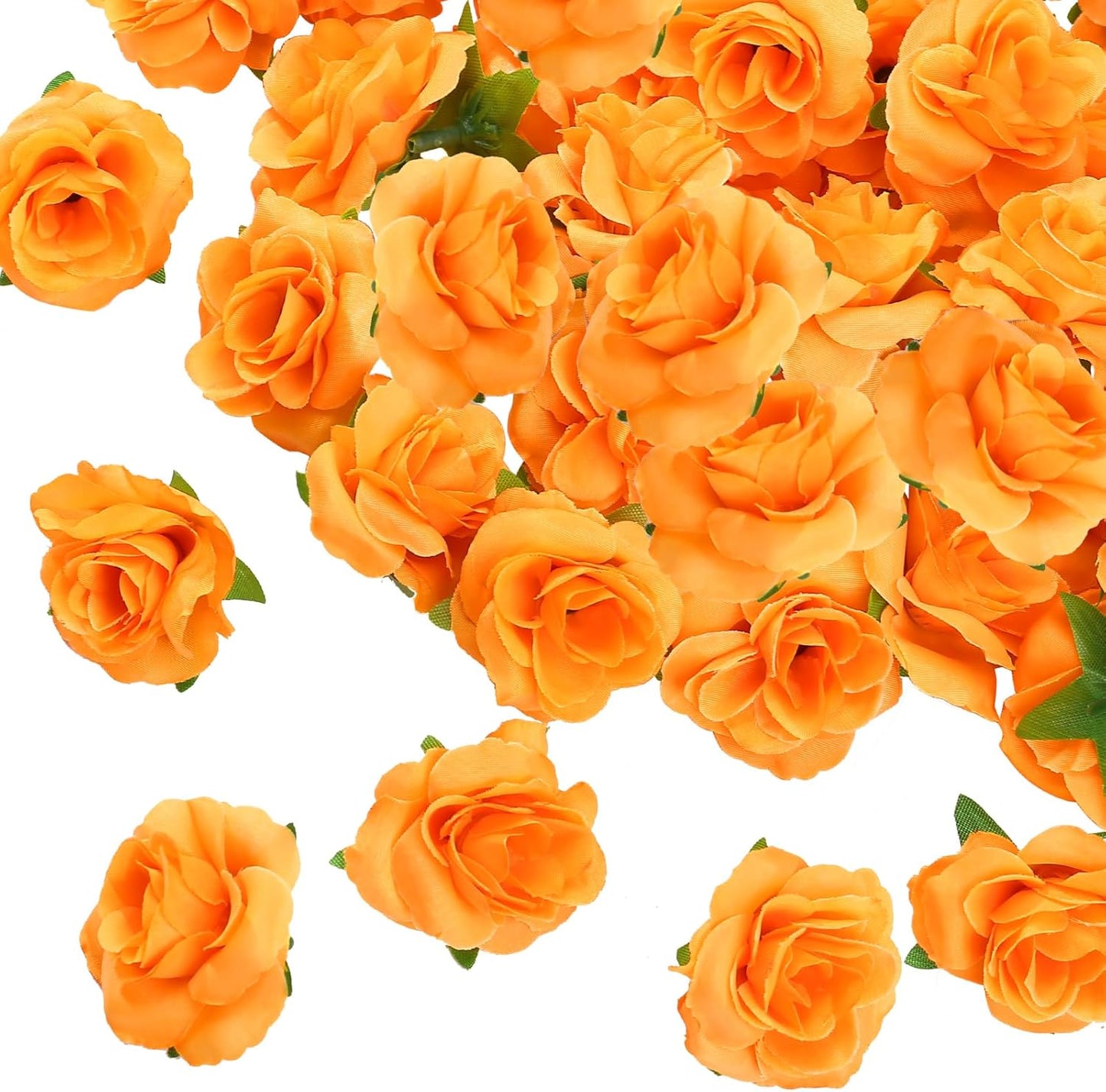 50pcs Mini Yellow Roses Artificial Flowers, 1.6" Silk Fake Roses | Small Faux Rose Buds Flower Heads for Decoration, Crafts, Cake Decor, Centerpieces, Home Decor