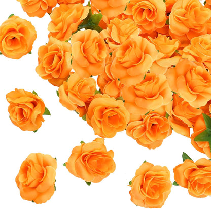 50pcs Mini Yellow Roses Artificial Flowers, 1.6" Silk Fake Roses | Small Faux Rose Buds Flower Heads for Decoration, Crafts, Cake Decor, Centerpieces, Home Decor