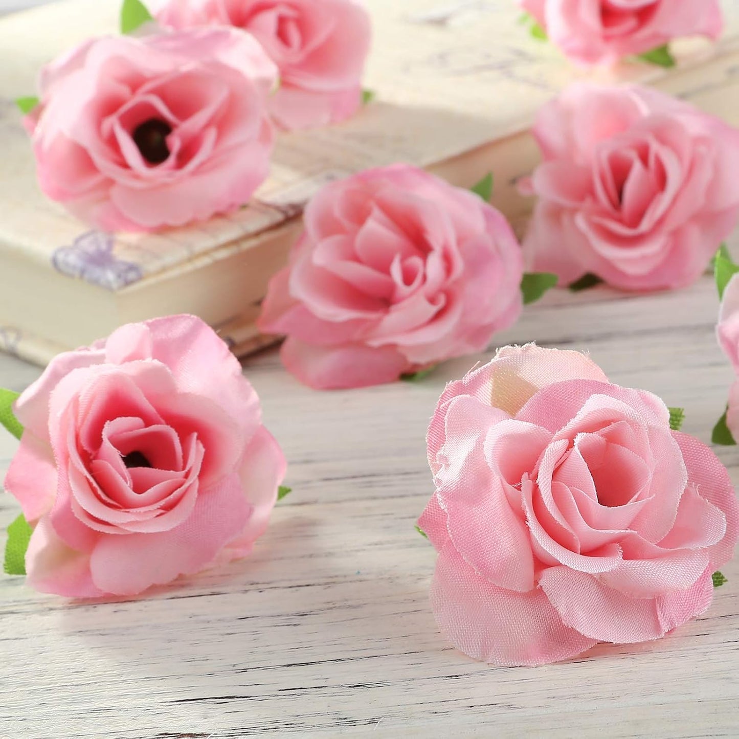 50pcs Mini Yellow Roses Artificial Flowers, 1.6" Silk Fake Roses | Small Faux Rose Buds Flower Heads for Decoration, Crafts, Cake Decor, Centerpieces, Home Decor