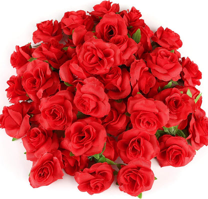 50pcs Mini Yellow Roses Artificial Flowers, 1.6" Silk Fake Roses | Small Faux Rose Buds Flower Heads for Decoration, Crafts, Cake Decor, Centerpieces, Home Decor