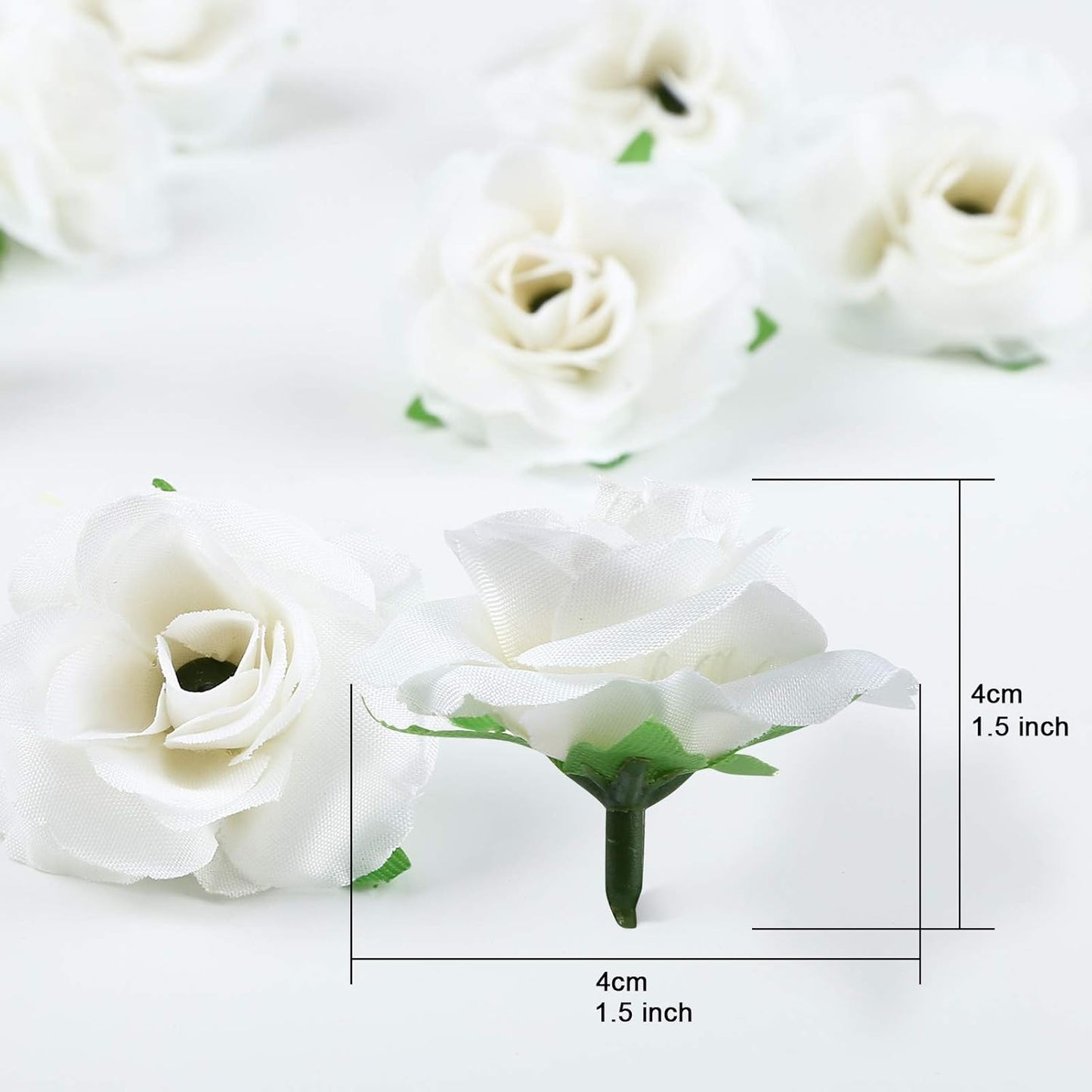 50pcs Mini Yellow Roses Artificial Flowers, 1.6" Silk Fake Roses | Small Faux Rose Buds Flower Heads for Decoration, Crafts, Cake Decor, Centerpieces, Home Decor