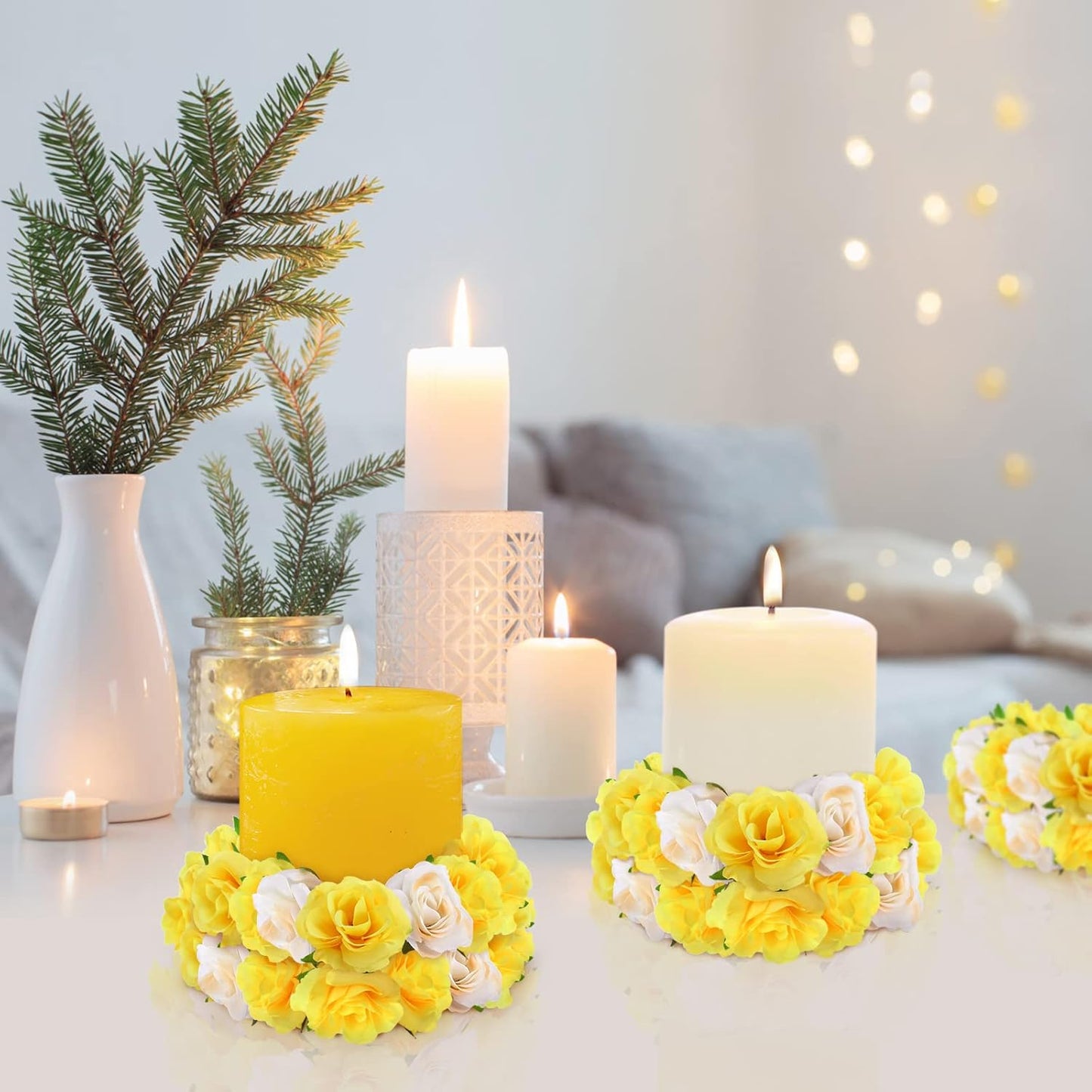 50pcs Mini Yellow Roses Artificial Flowers, 1.6" Silk Fake Roses | Small Faux Rose Buds Flower Heads for Decoration, Crafts, Cake Decor, Centerpieces, Home Decor