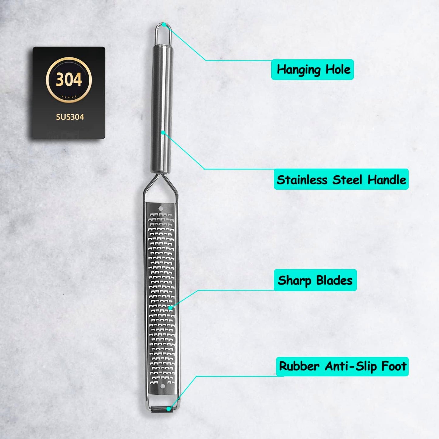 Lemon Zester, Cheese Grater, Parmesan Cheese, Ginger, Garlic, Nutmeg, Chocolate, Citrus, Lime Zester & Grater, Kitchen Tool with Razor-Sharp Stainless Steel Blade