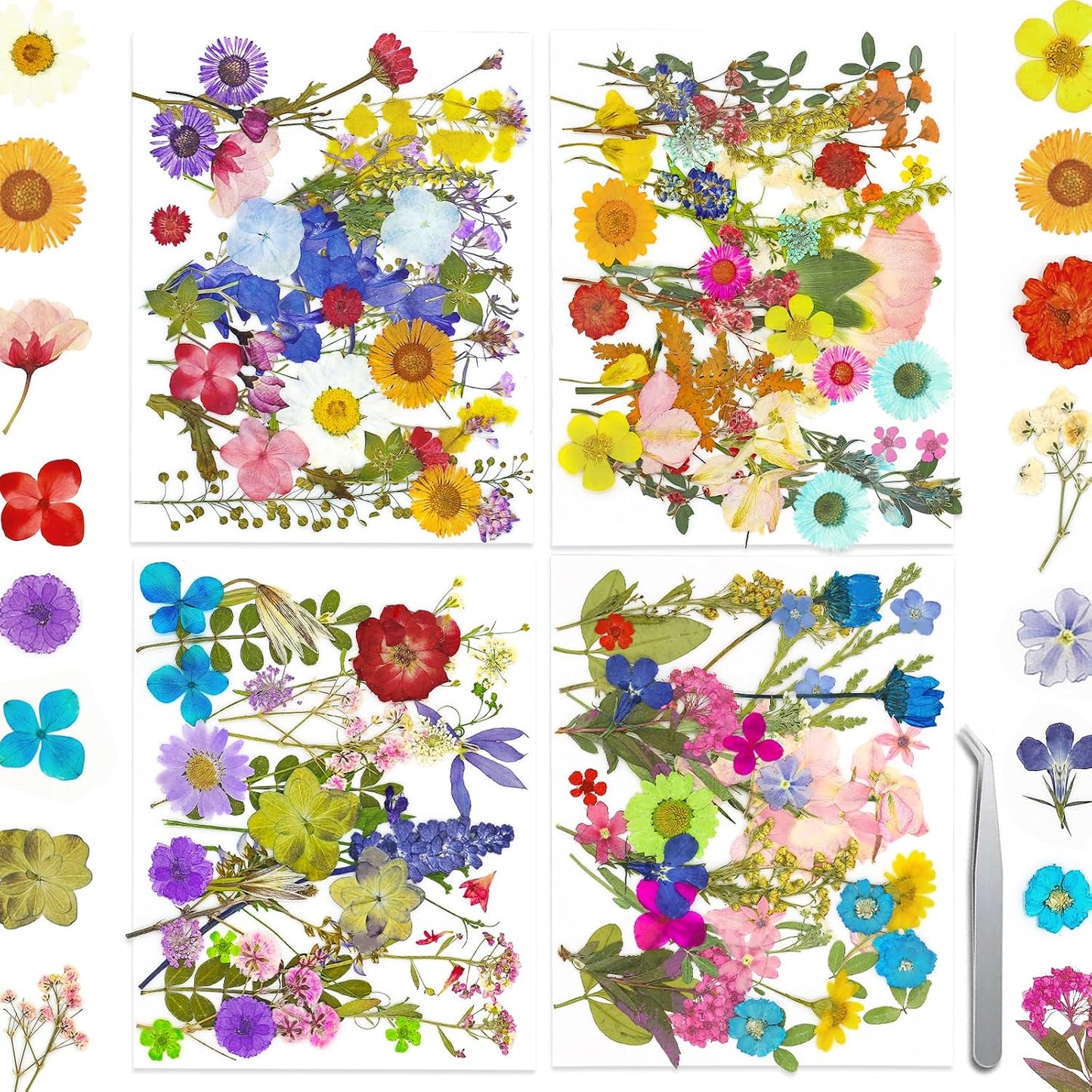 140+ PCS Real Dried Pressed Flowers Leaves Petals for Crafts Yellow- Beautiful Pressed Flowers Daisies for Resin Jewellery, Pressed Flowers Nail Pendant Crafts Making Craft DIY Accessories