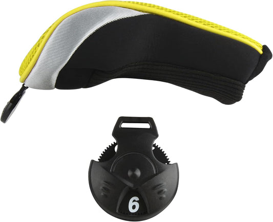 Pack of 2 Mesh Golf Hybrid Club Head Covers with Dial No. Tags | Coloured Piping | all the Same Size | Short Neck
