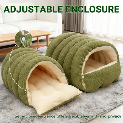 Cat Dog Cave Bed, 2026 New Winter Cave for Cat and Small Dog, Warm Plush Covered Cat House with Removable Cushion,Soft Calming Indoor Cat Bed (Warm Yellow, M(14 * 12 * 8inch)