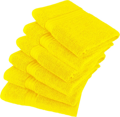 Large Bath Towels 24 x 50 Pack of 6 | Quick Dry and Highly Absorbent | 100% Cotton Terry Towels for Bathroom - Perfect for Shower - Pool and Spa - Luxury Soft Towels - Lemon Yellow