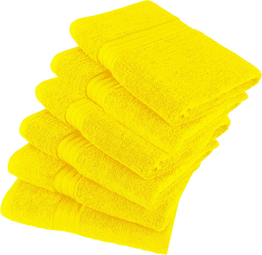 Large Bath Towels 24 x 50 Pack of 6 | Quick Dry and Highly Absorbent | 100% Cotton Terry Towels for Bathroom - Perfect for Shower - Pool and Spa - Luxury Soft Towels - Lemon Yellow