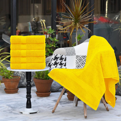 Large Bath Towels 24 x 50 Pack of 6 | Quick Dry and Highly Absorbent | 100% Cotton Terry Towels for Bathroom - Perfect for Shower - Pool and Spa - Luxury Soft Towels - Lemon Yellow