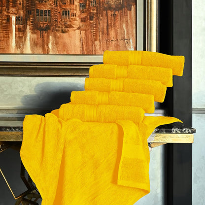 Large Bath Towels 24 x 50 Pack of 6 | Quick Dry and Highly Absorbent | 100% Cotton Terry Towels for Bathroom - Perfect for Shower - Pool and Spa - Luxury Soft Towels - Lemon Yellow