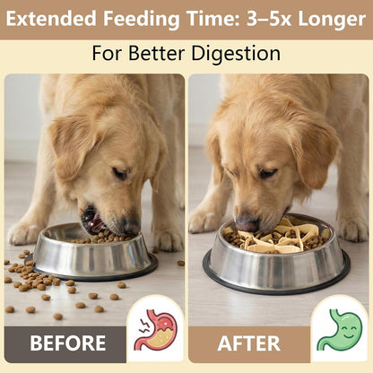 Silicone Dog Slow Feeder Bowl Insert with Suction Cups, Cuttable Food-Grade Lick Mat Divider Fits Stainless Steel Ceramic Glass Dog Bowls, Helps Slow Down Eating, Yellow