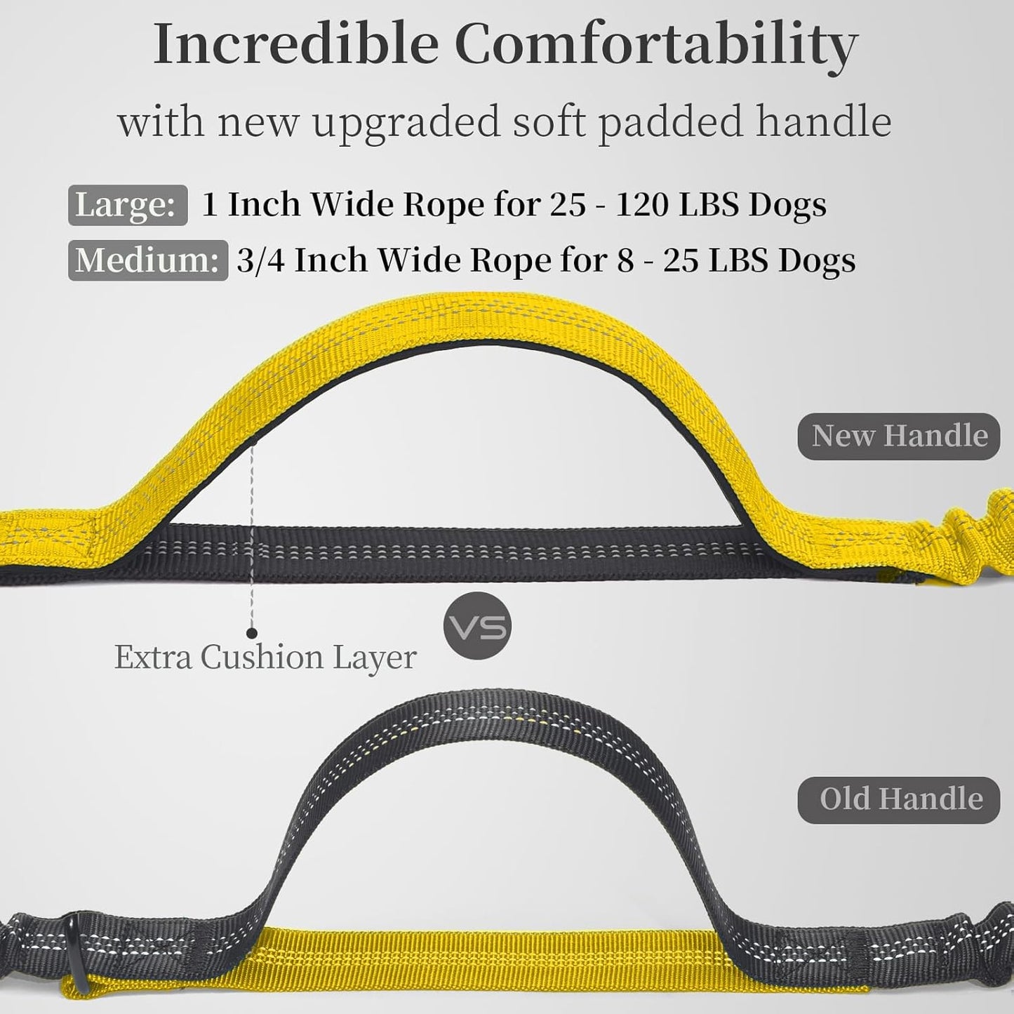 Hands Free Dog Leash with Zipper Pouch, Large, 25-120 lbs, Yellow | Waist Leash, Dual Padded Handles, Shock-Absorbing Bungee, Adjustable Waist Belt, Walking and Running