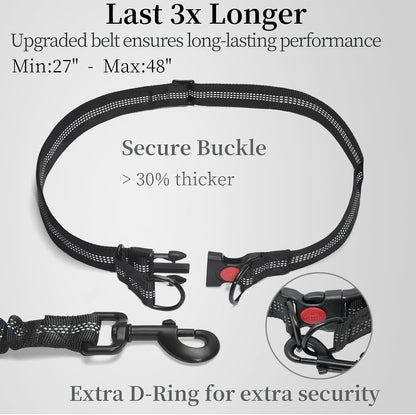 Hands Free Dog Leash with Zipper Pouch, Large, 25-120 lbs, Yellow | Waist Leash, Dual Padded Handles, Shock-Absorbing Bungee, Adjustable Waist Belt, Walking and Running