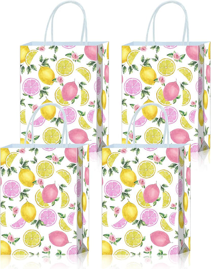 16 Pcs Pink Lemon Party Favor Bags for Pink Lemonade Party Decorations, Lemonade Decorations & Lemon Day Supplies Gift Bags