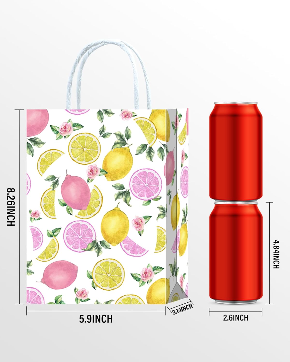 16 Pcs Pink Lemon Party Favor Bags for Pink Lemonade Party Decorations, Lemonade Decorations & Lemon Day Supplies Gift Bags