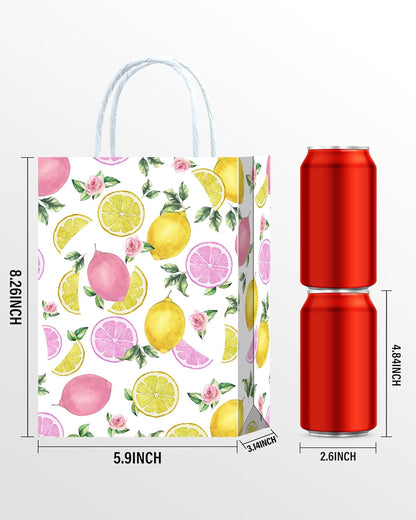 16 Pcs Pink Lemon Party Favor Bags for Pink Lemonade Party Decorations, Lemonade Decorations & Lemon Day Supplies Gift Bags