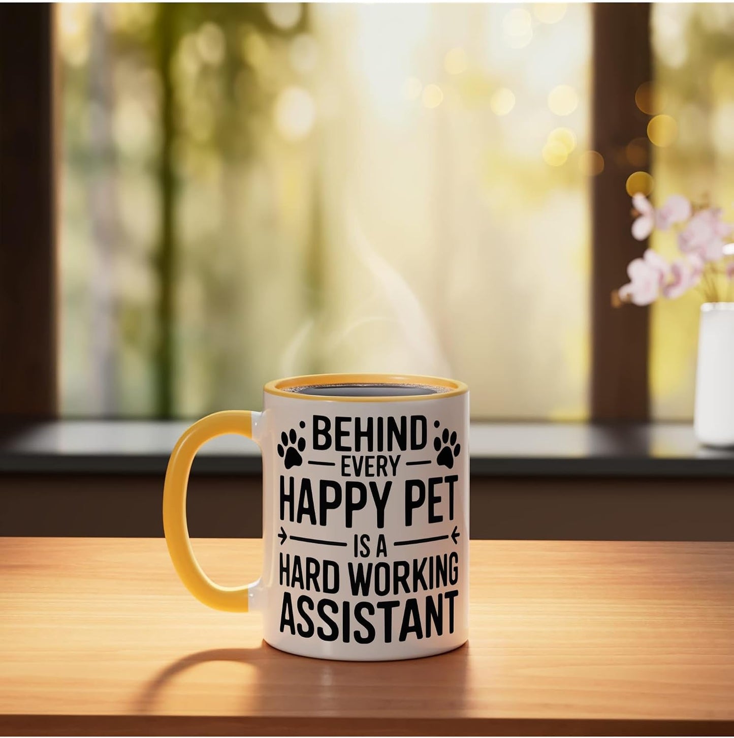 Veterinary Assistant Veterinarian Pet Animal Care Ceramic Mug, Yellow/White, 11oz