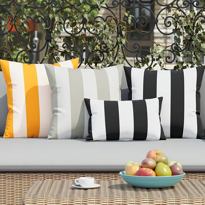 Pack of 2 Decorative Outdoor Solid Waterproof Striped Throw Pillow Covers Polyester Linen Garden Farmhouse Cushion Cases for Patio Tent Balcony Couch Sofa 18x18 inch Yellow