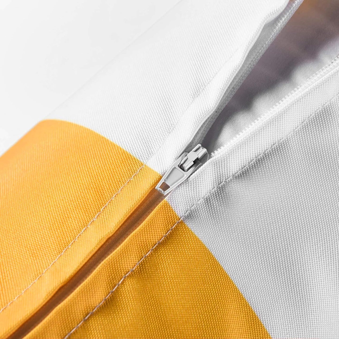 Pack of 2 Decorative Outdoor Solid Waterproof Striped Throw Pillow Covers Polyester Linen Garden Farmhouse Cushion Cases for Patio Tent Balcony Couch Sofa 18x18 inch Yellow