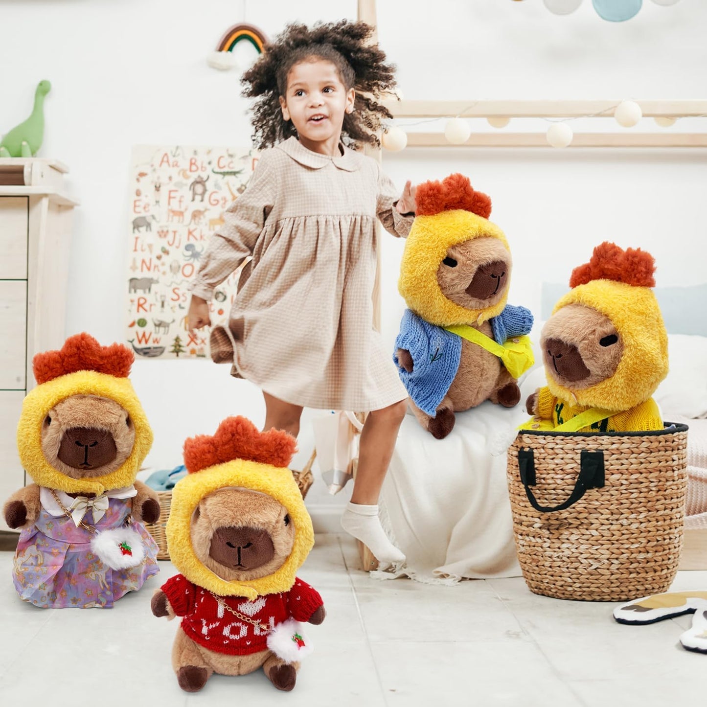 Capybara Plush Toy, Cute Stuffed Animals Kawaii Capibara Plush Pillow Christmas Birthday Easter Valentine's Day Gift for Kids Boys Girls (8 PCS Yellow)