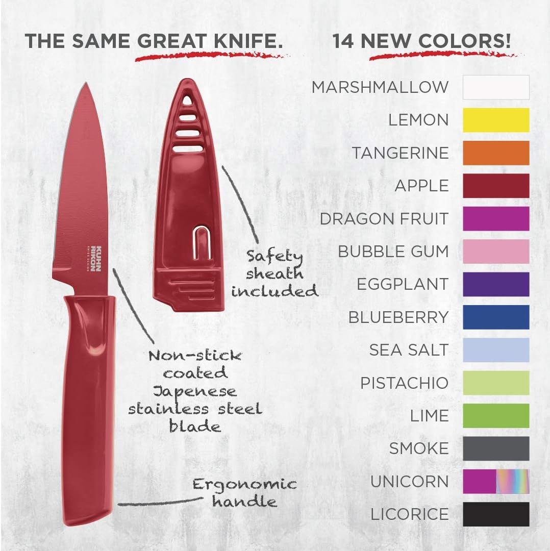 Colori® Paring Knife – 4 Inch Japanese Stainless Steel, Nonstick Blade, Ergonomic Handle & Sheath, Yellow