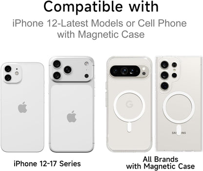 Magnetic Phone Wallet Stick On, Secure Phone Card Holder Silicone Compatible with Magsafe, Adhesive Pocket Sleeve ID Credit Card, Slim Thin Card Case, Compatible with iPhone Samsung, Yellow