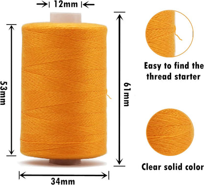 All Purpose Sewing Thread, 10 Spool Assorted Yellow Series 1000 Yards Each Bobbin Polyester Thread for Sewing, Handy Polyester Sewing Threads for Sewing Machine - (Yellow Series)