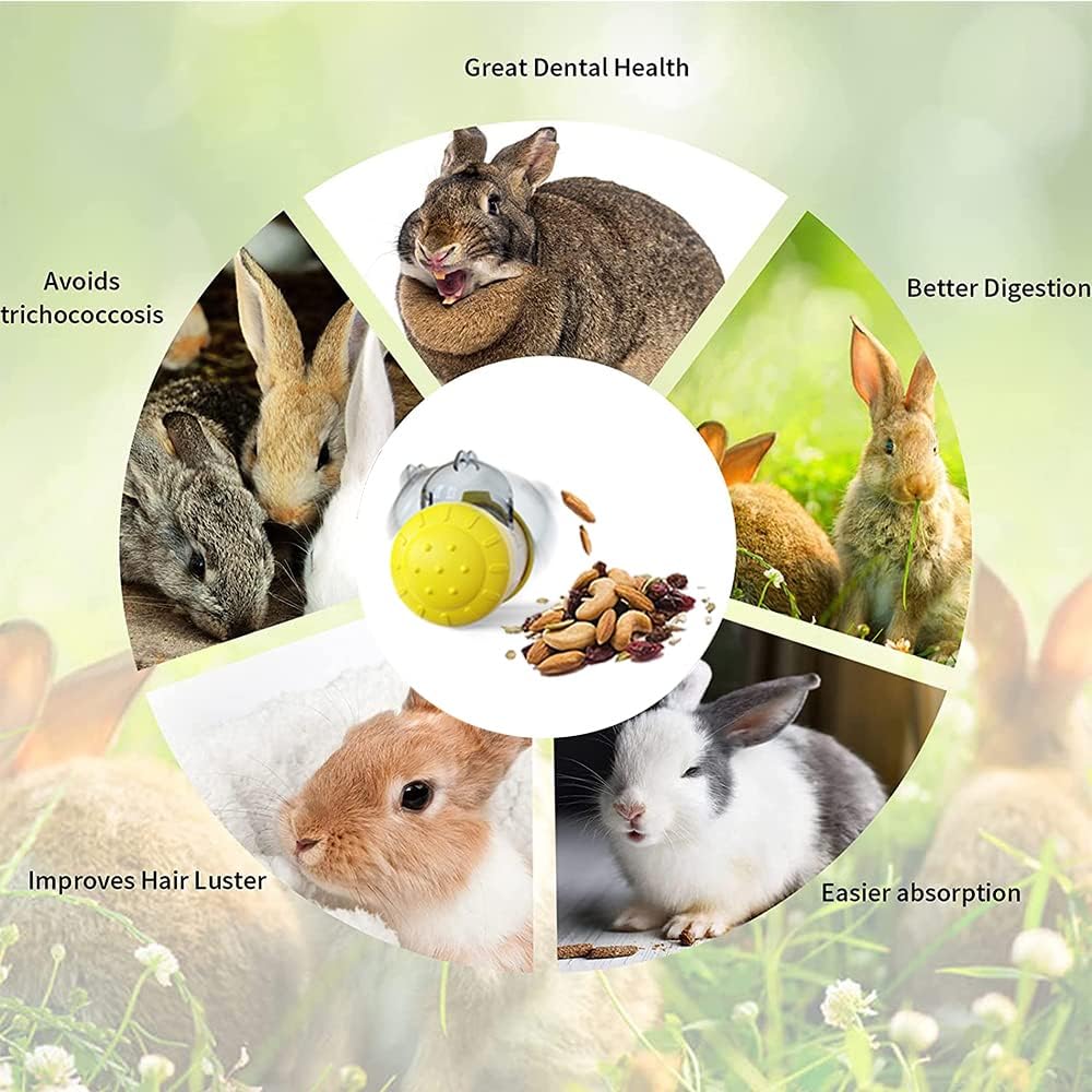 Rabbit Interactive Treat Ball, Guine Pig Interactive Toy and Meal Dispenser, Helps Regulate Pet Gastrointestinal Problems, Improve Digestion and Fight Obesity, Can Use with Food or Treats