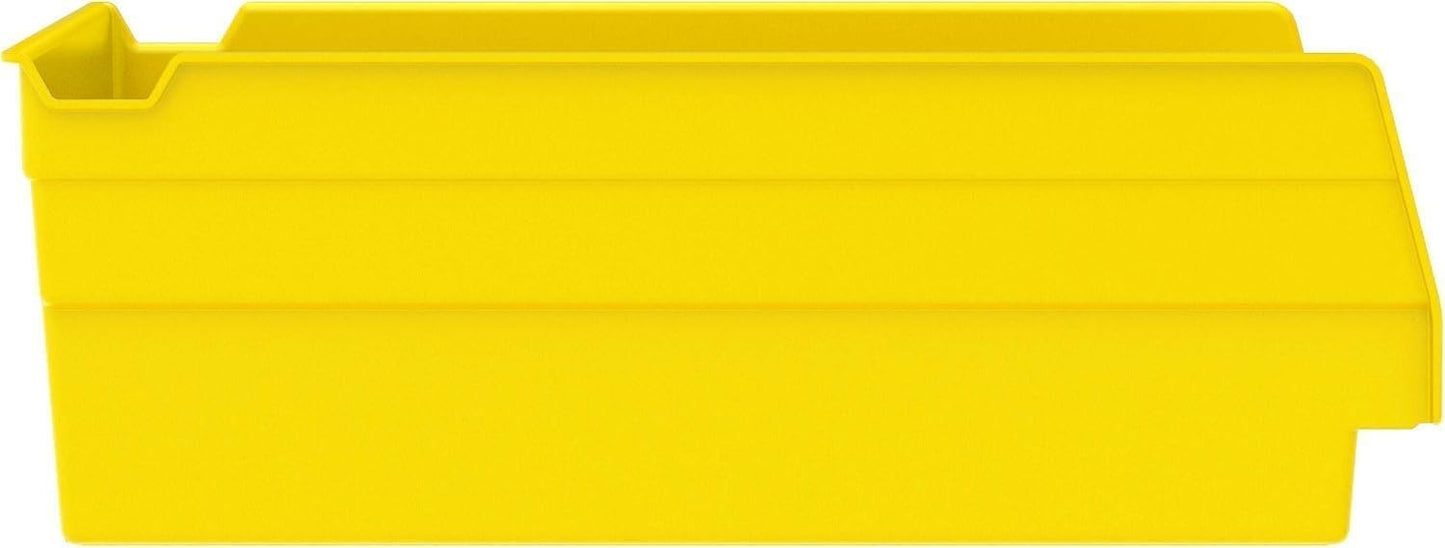 30150 Plastic Shelf Bins, Heavy Duty Storage Bins for Garage, Closet, and Drawer Organization, 12" x 8" x 4", Yellow, 12-Pack