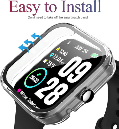 2 Pack Screen Protector Case Compatible with TOZO S2 44mm Smartwatch, Hard PC Protective Bumper Case Cover for TOZO S2 1.69" Watch - Clear + Clear