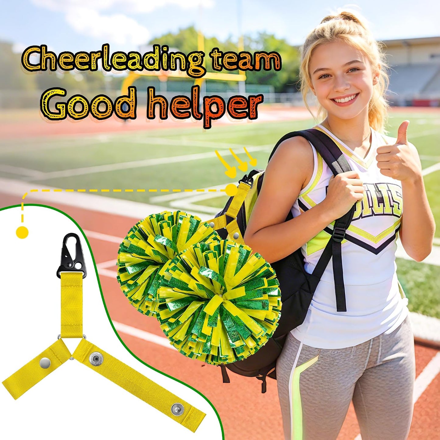 Pom Pom Holder Hanger for Backpack, Cheerleader Cheer Bag Strap Accessories Cheerleading Essentials, Pompom Not Included